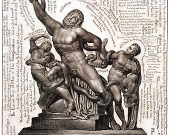 The Engravings of William Blake:   The Laocoon as Jehovah with Satan and Adam, c. 1820.  Fine Art Reproduction.