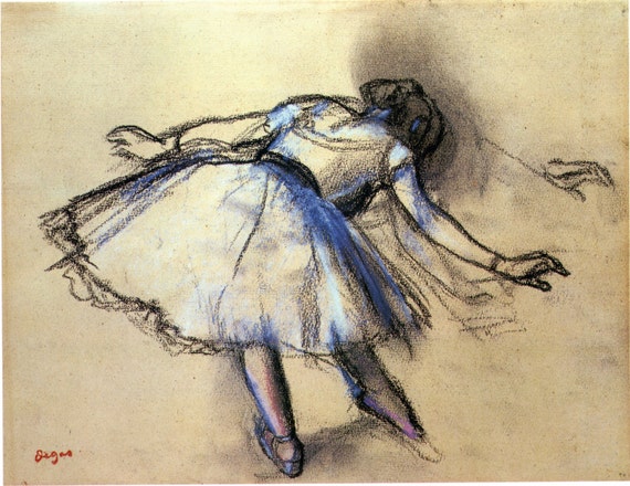 Fine Art Reproduction. The Ballet Drawings of Edgar Degas - Dancer  Executing Port de Bras, c. 1880. Fine Art Print.