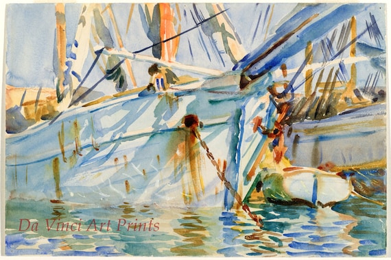 Boats John Singer Sargent Watercolor Reproductions Fine Art Print