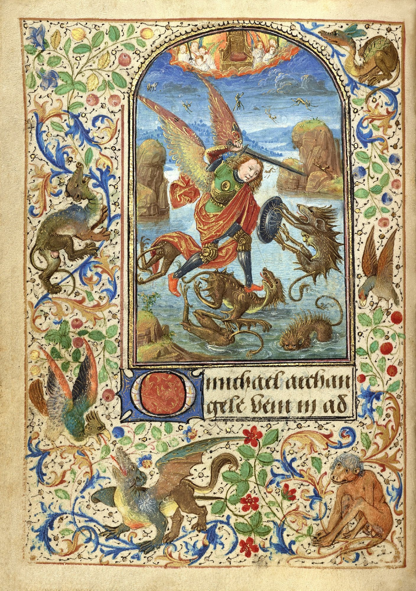 Illuminated Manuscripts Reproduction: Saint Michael and the Dragon