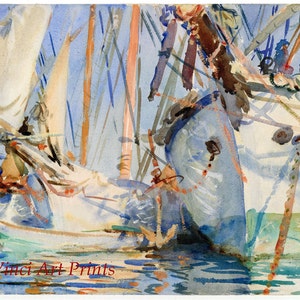 John Singer Sargent Watercolor Reproductions. White Ships, c. 1908 - Fine Art Print.