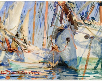 John Singer Sargent Watercolor Reproductions. White Ships, c. 1908 - Fine Art Print.