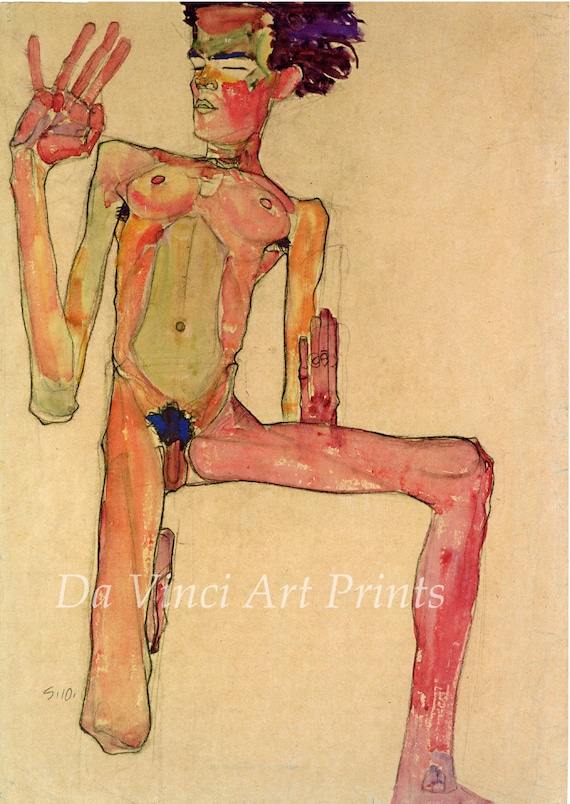 Self Portrait Egon Schiele Drawing Reproductions Fine Art Print