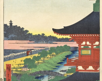 Japanese Art. Fine Art Reproduction. Hiroshige 'One Hundred Famous Views of Edo' - Zojoji Pagoda and Akabane, 1857