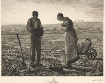 The Angelus (L'Angelus), c. 1850 by Jean-Francois Millet -  Fine Art Reproduction.