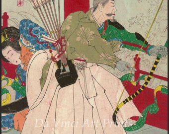 Japanese Art. Samurai Woodblock Reproductions: Ryugujo - At the Dragon King's Palace, c. 1885. Fine Art Print