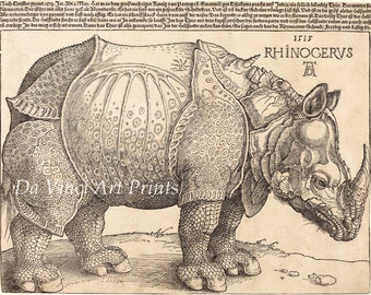 Fine Art Reproduction. The Rhinoceros, 1515 by Albrecht Durer. Fine Art Print.