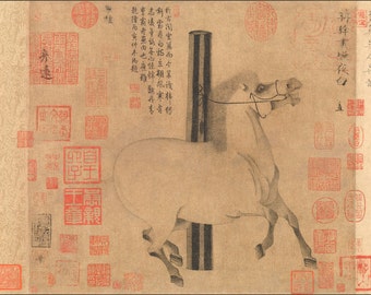 Chinese Art. Fine Art Reproduction. Tang Dynasty Horse,  c. 750 by Han Gan. Fine Art Print