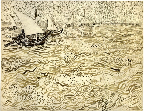 Van Gogh Fishing Boats at Sea, 1888 by Vincent Van