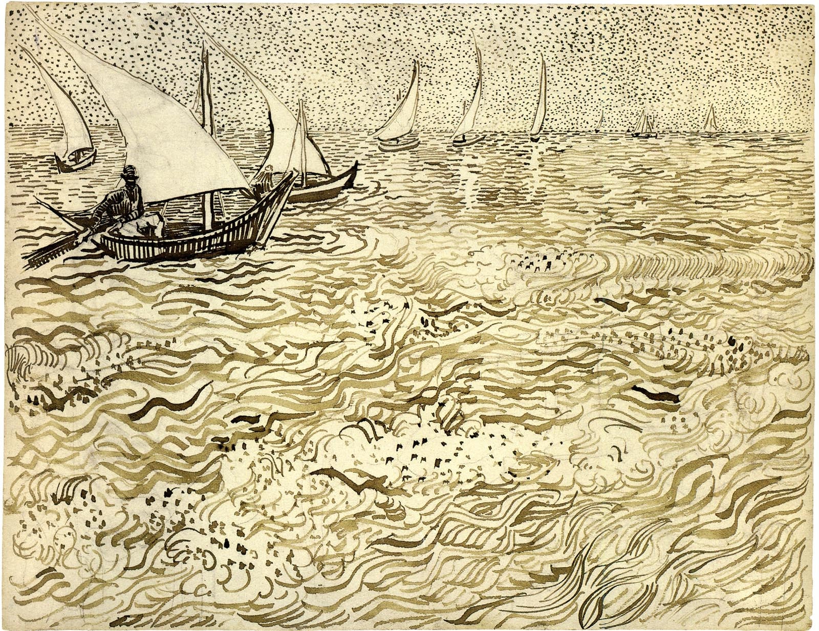 Van Gogh Fishing Boats at Sea, 1888 by Vincent Van