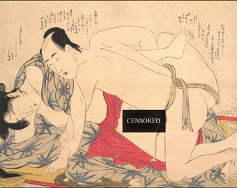 Japanese Shunga Erotic Art Print Reproduction No. 9, c. 1790s. by Utamaro. Fine Art Print