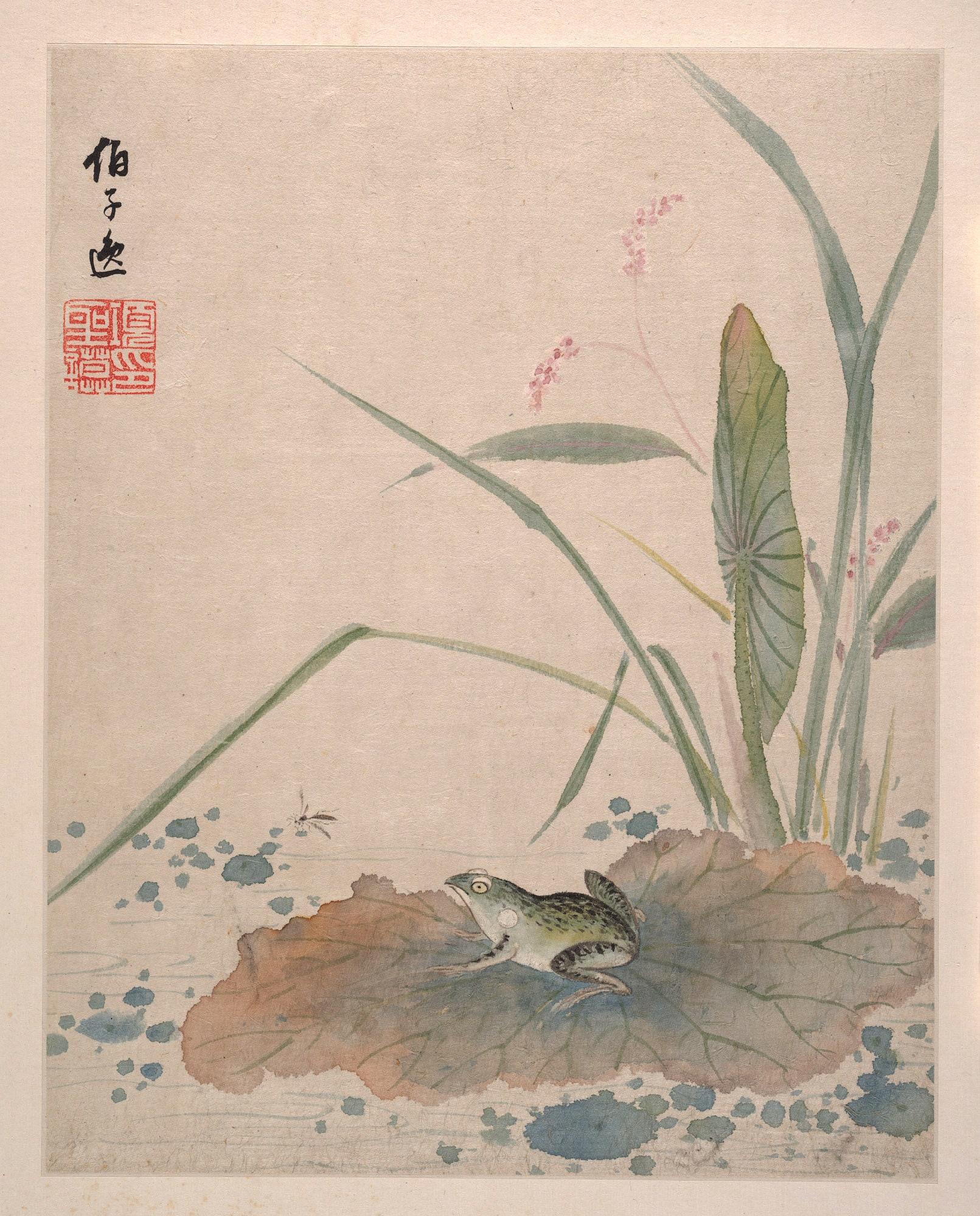 【F4号】TAIFU 台風 oil painting 原画 Chinese Landscape and Flower Paintings: Landscape With Dragonfly