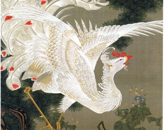 Japanese Art. Fine Art Reproduction. Phoenix and Pine Tree, c.1760 by Ito Jakuchu. Fine Art Print