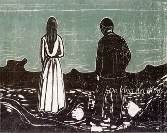 Fine Art Reproduction. Two Lonely People, 1899 by Edvard Munch. Fine Art Print.