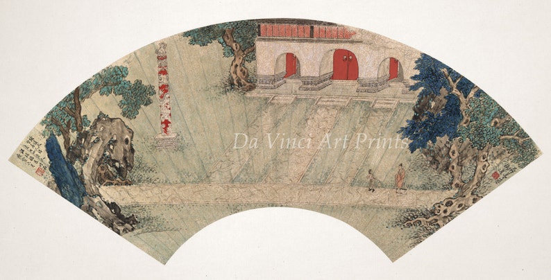 Reproduction Calligraphy Chinese Calligraphy and Art Reproductions: Figures Approaching Palace ...
