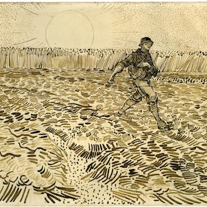 Reproduction Van Gogh.  Le semeur de Vincent van Gogh, impression d'art.