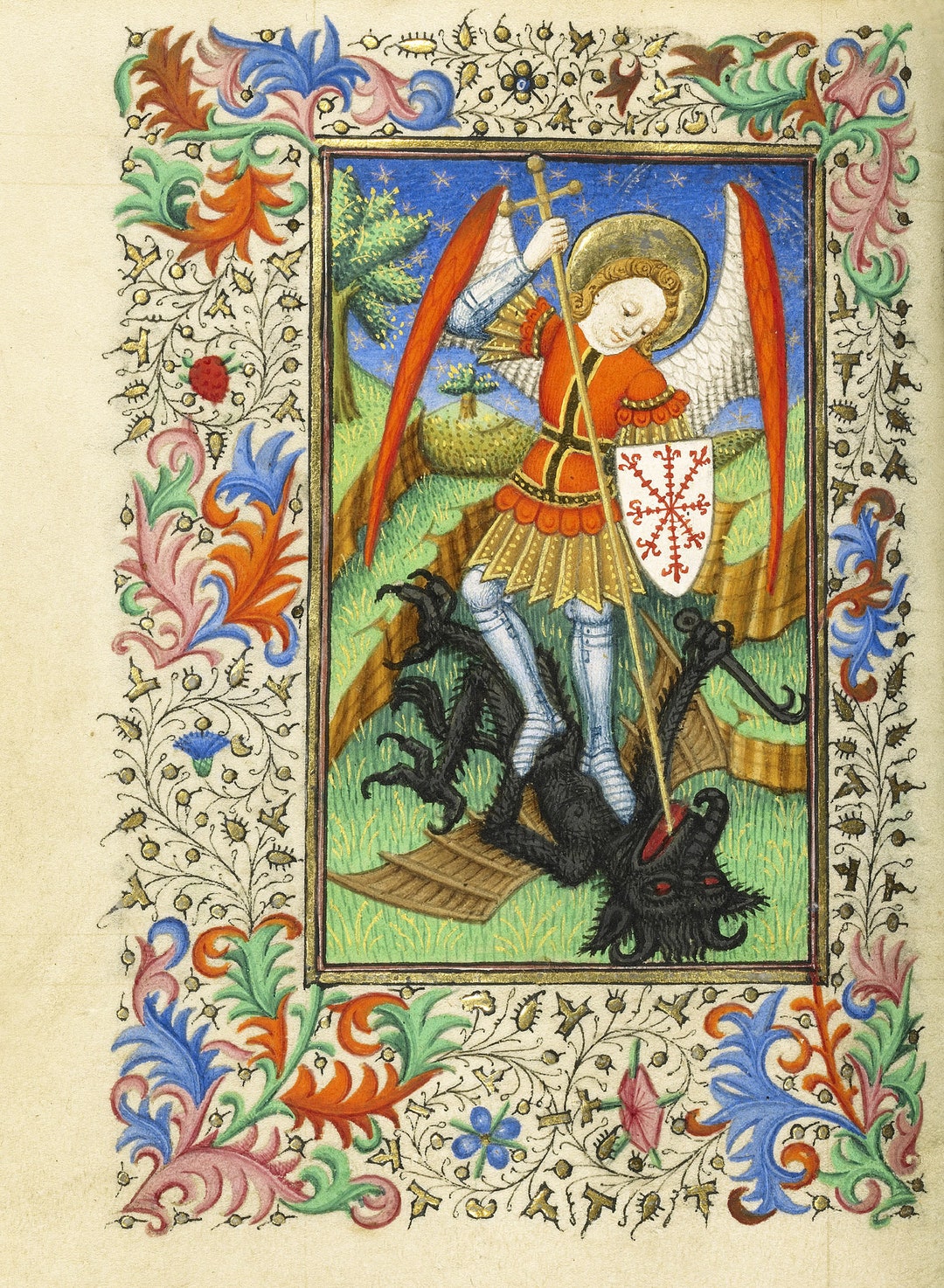 Illuminated Manuscripts Reproduction: Saint Michael and the Dragon