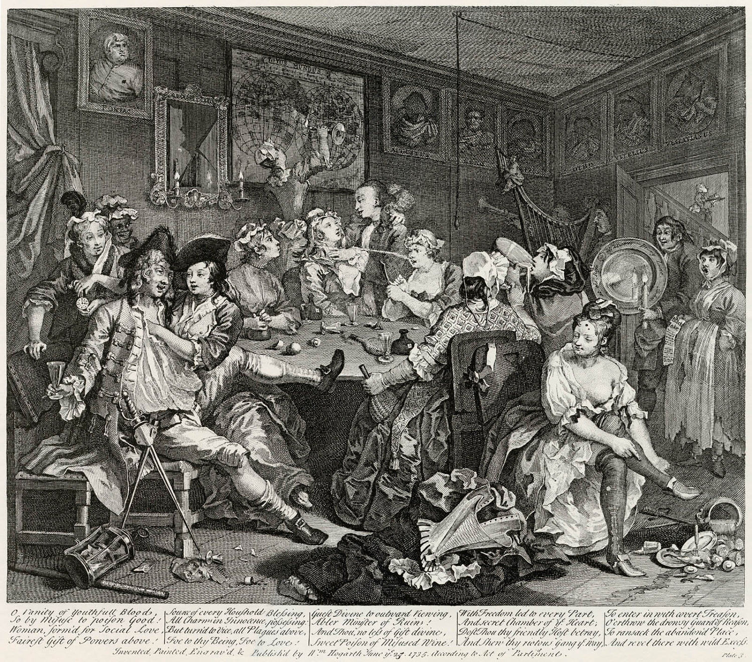 Reproductions of William Hogarth Prints: A Rake's Progress, 1735