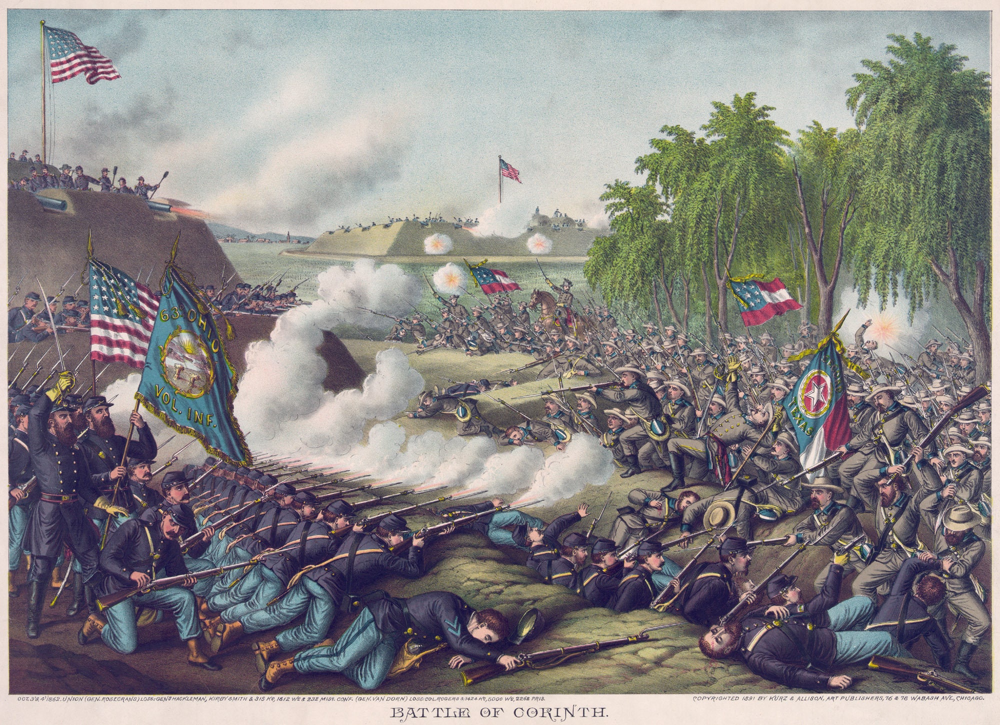 Bilder Amerikas: Der Bürgerkrieg - Die Schlacht von Korinth, Mississippi -  3.-4. Oktober 1862 - Kunstdruck Reproduktion - Etsy Österreich, image size:2000x1450