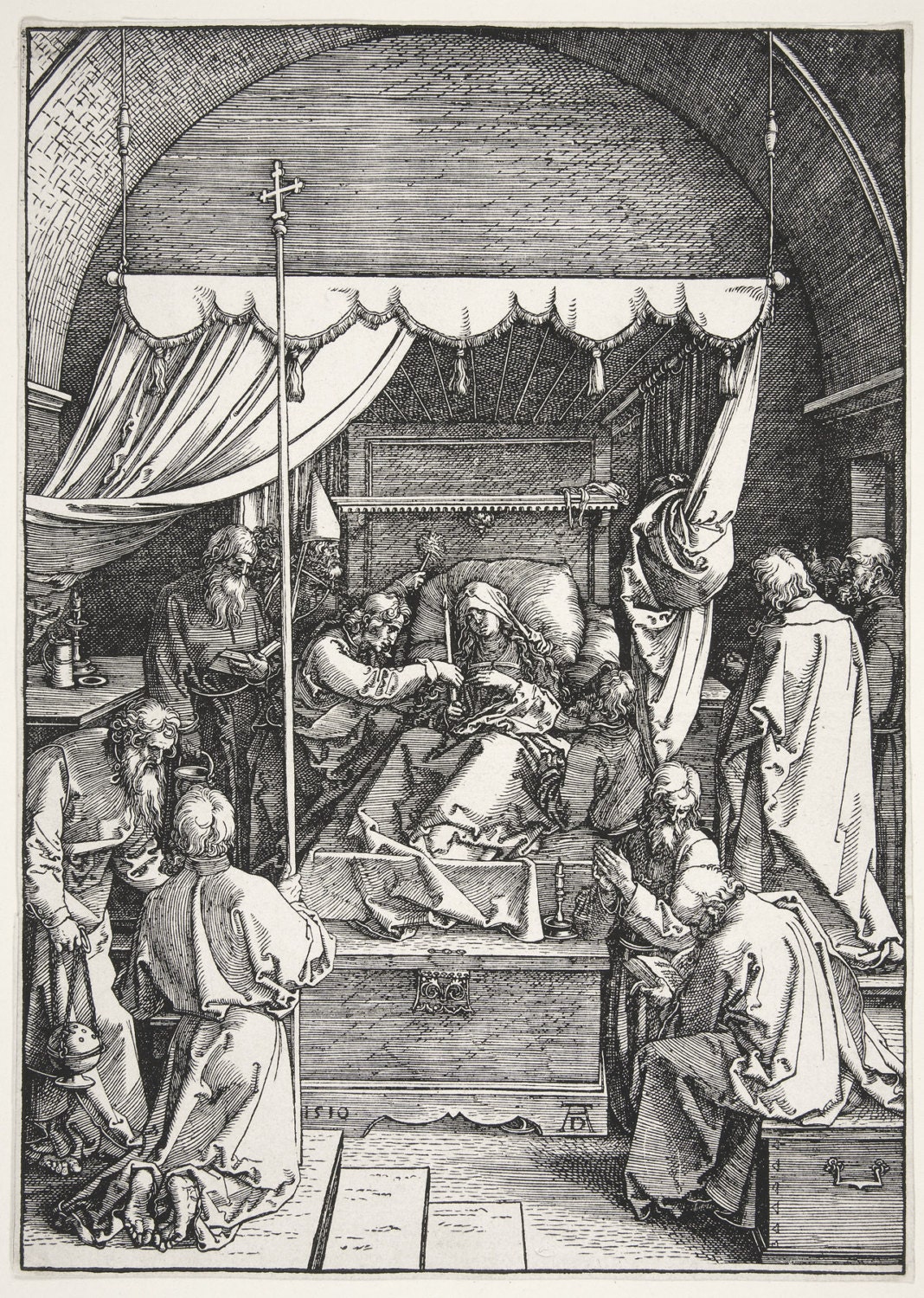 Durer Fine Art Reproduction. La muerte de la Virgen, 1510 por Albrecht  Durer. Impresión de Bellas Artes., image size:1068x1500