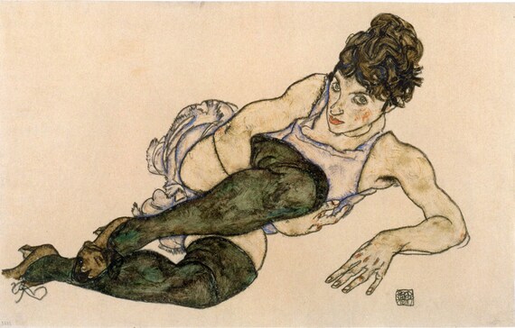 Nude in Green Slip Egon Schiele Reproductions Fine Art Print