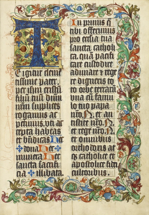Illuminated Manuscripts Reproduction: Decorated Initial T