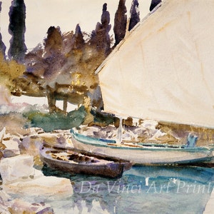 John Singer Sargent Watercolor Reproductions. Boats, 1913 - Fine Art Print.