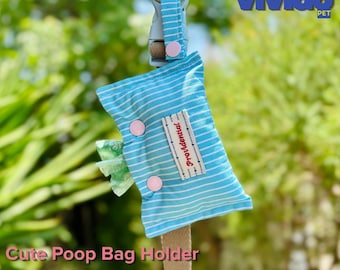Quilted Cotton Dog Poop Bag Holder – Padded Leash Dispenser, Dog Walking Accessory