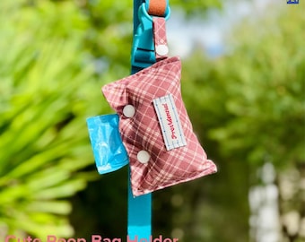 Quilted Cotton Dog Poop Bag Holder – Padded Leash Dispenser, Dog Walking Accessory