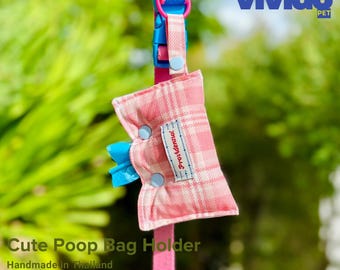 Quilted Cotton Poop Bag Holder – Padded Leash Dispenser, Dog Walking Accessory