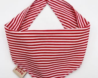 Handmade Red Stripe Cotton Dog Bandana: Breathable Snap Closure Accessory