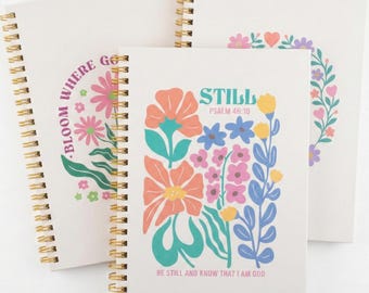 Christian Spiral Notebook Set: Scripture Journals for Women, Bible Study, Prayer, Sermon Notes