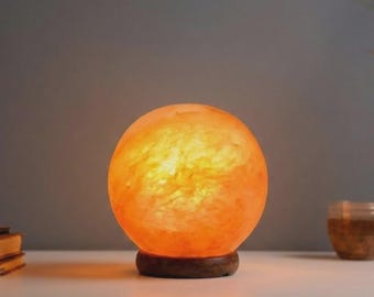 Himalayan Salt Sphere Lamp | Natural Pink Crystal Night Light, Handcrafted Home Decor