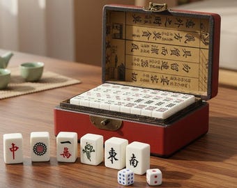 Mahjong Spiel Set 144 Mini Tiles Tragbar Spaß Familienspiel Indoor Outdoor Spielzeug Organizer Wohnkultur