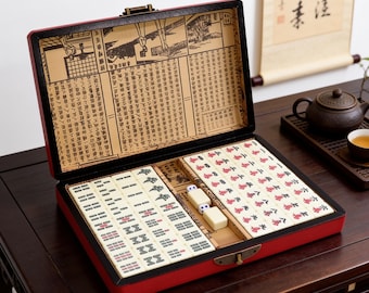 Chinesisches Mahjong-Spielset 144 Fliesen Tragbares Brettspiel Spaß Aktivität Indoor Outdoor Familienspiel Nacht