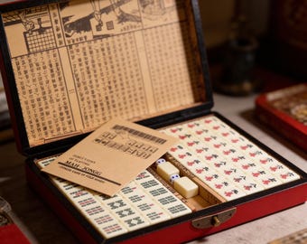 Portable Mahjong Game Set - Travel-Friendly Board Game Fun Fiber Tiles Outdoor Activity Family Game Night Gift