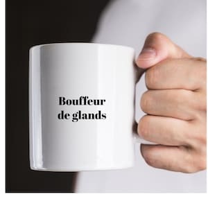 Mug gay coquin humour « Bouffeur de glands » – tasse personnalisée drôle – idée cadeau originale sexy
