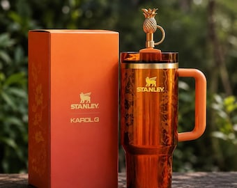 Vaso térmico floral de 40 oz con asa y pajita / Vaso de viaje de acero inoxidable / Botella de agua reutilizable / Vaso térmico grande para bebidas
