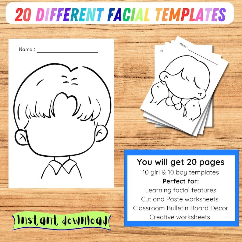 20 Different Facial Craft Templates - Etsy