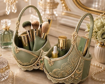 Luxury Baroque Makeup Organizer STL | Vintage Vanity Cosmetic Caddy | Rococo Beauty Storage Basket | Brush Holder | 3D Printable Vanity Orga