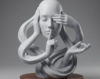 Scultura astratta STL, busto di arte moderna STL, scultura di volto surreale stampa 3D, statua decorativa per la casa STL, arte minimalista, scultura contemporanea