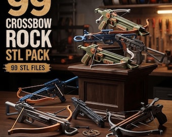 99 Crossbow STL Pack, Fantasy Crossbow Prop 3D Printer Files Bundle, Miniature Display Models, Cosplay Decor Digital Download