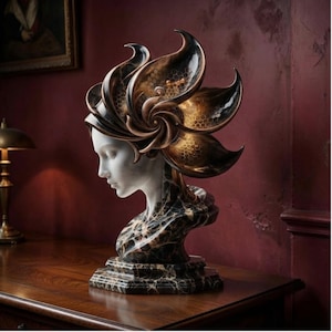 Abstract Celestial Bust STL - 3D Printable Digital File - Surreal Art Sculpture - Fine Art Tabletop Decor