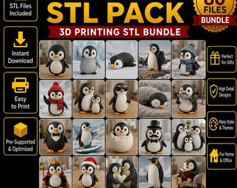 80 Penguins STL Pack, Penguin Figurine 3D Printer Files Bundle, Cute Bird Models, Winter Animal Decor Digital Download