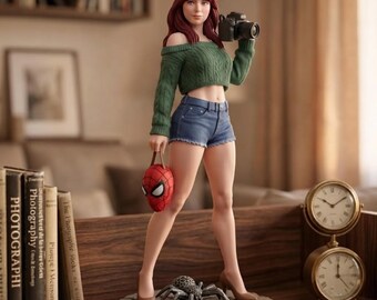 Superhero Photographer Variant Statue STL | Masked Heroine 3D Model | Collectible Character Figurine STL | Comic Book Fan Art Decor Digital