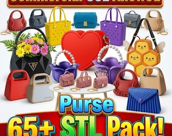 65+ Purse STL Bundle, Handbag STL Pack, Bag STL Files for 3D Printing, Commercial License stl Bundle, Fashion Accessories stl Collection