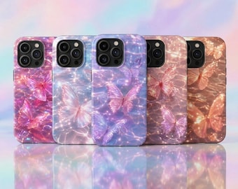 Ethereal 3D Butterfly Phone Case Glowing Fairycore Aesthetic Water Sparkle Cover iPhone 16 15 Pro Max Samsung S24 Tough MagSafe