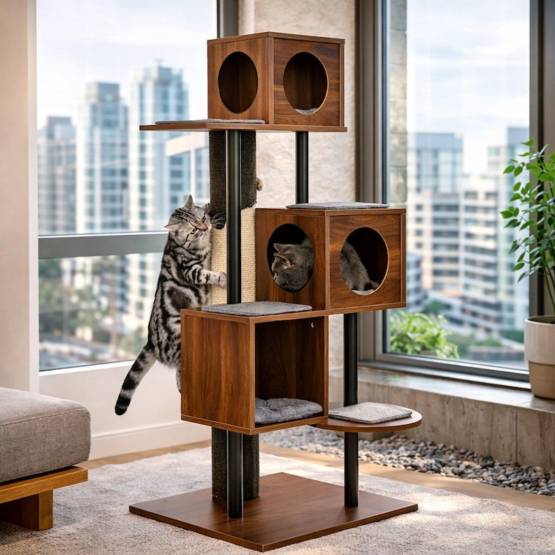 Modern 60” Cat Tree designed in California — where style meets function. image 7