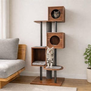 Modern 60” Cat Tree designed in California — where style meets function.
