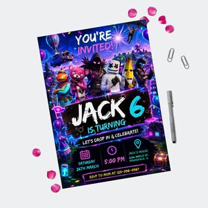 Editable Fort Game Birthday Invitation, Gamer Party Invite, , Printable Gamer Invite, Gamer Digital, Gamer Template, Gamer Canva image 6